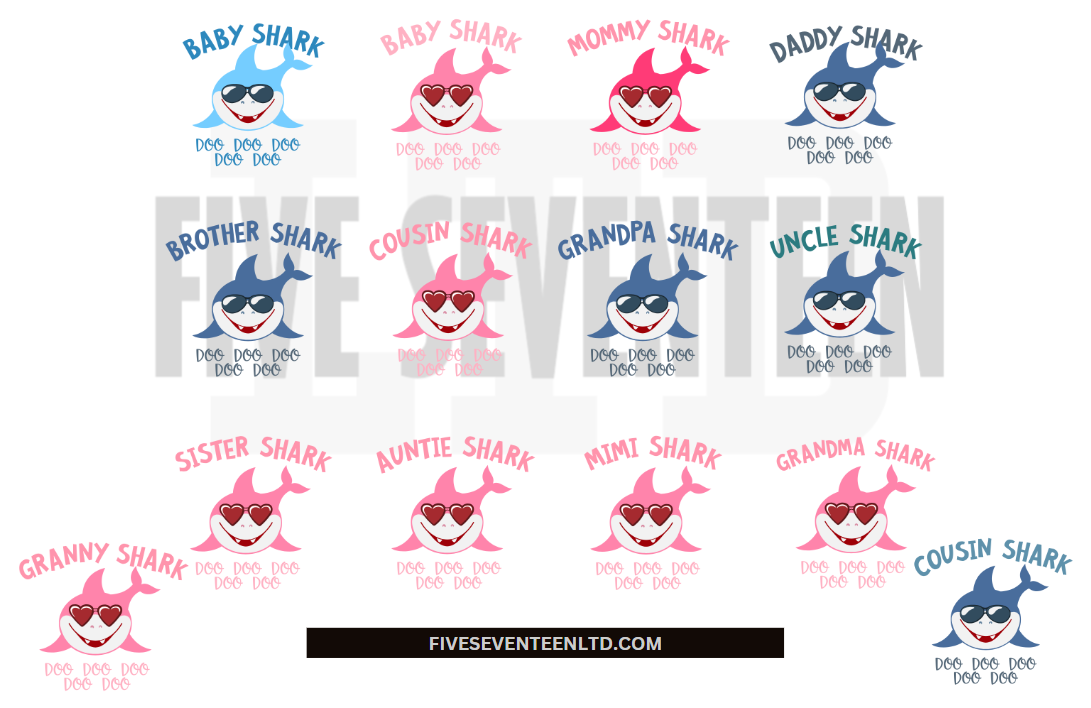 Bundle Design Collection | Shark Family Bundle| Baby Shark Do Do Do Do Do | 14 Designs | Matchy Matchy