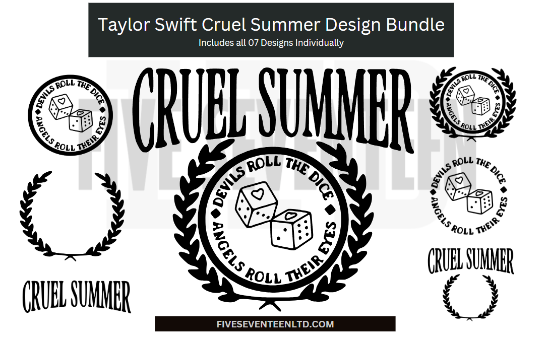 Taylor Swift Design Collection | Cruel Summer Bundle | 07 Designs | Midnights Album