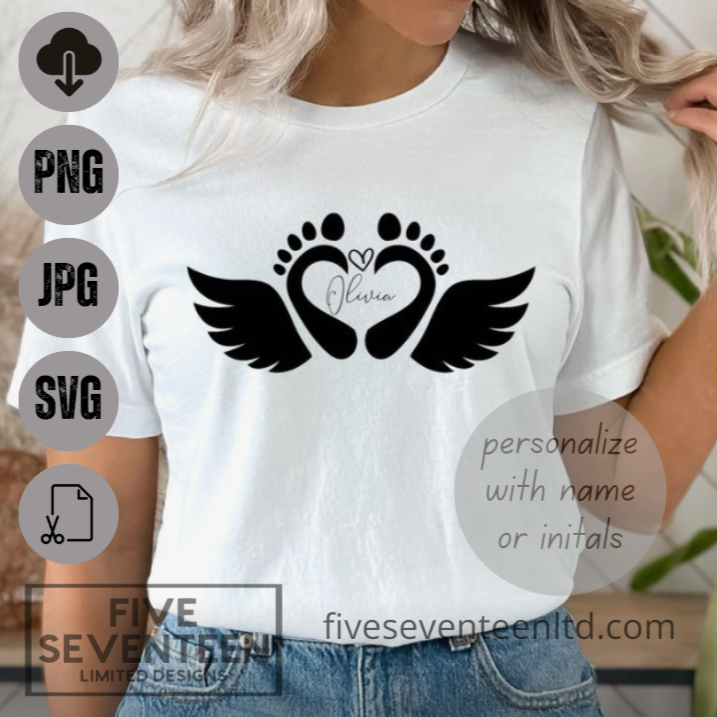 Memoriam Design Collection | Customizable | Baby Memoriam | Newborn Footprints with wings