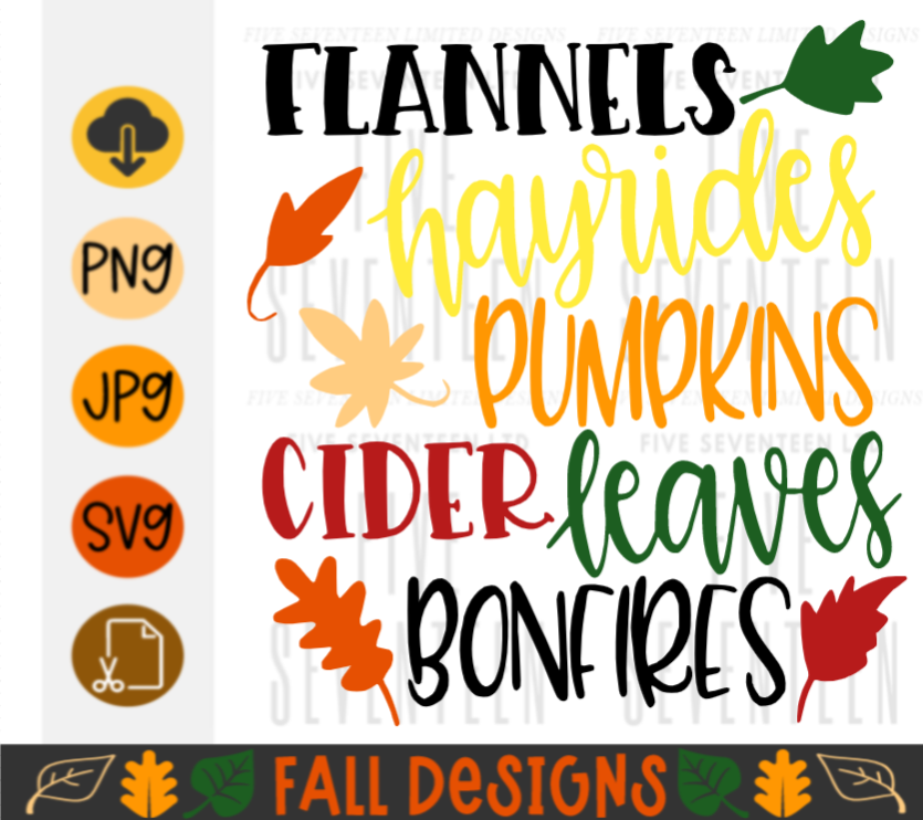 Fall & Winter Design Collection | Fall Design Collection | Flannels, Hayrides, Pumpkins, Cider, Leaves, Bonfires