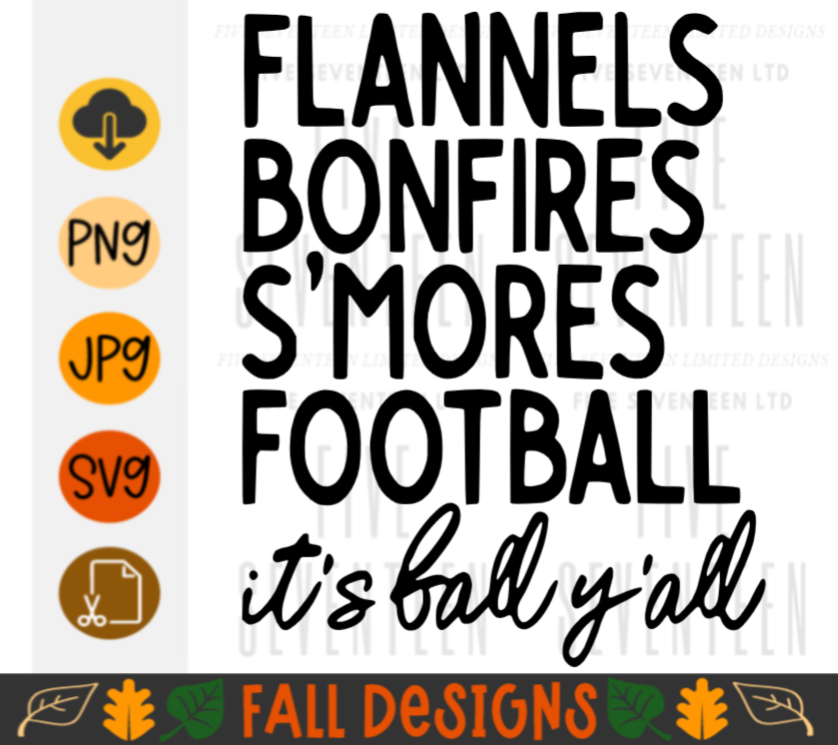 Fall & Winter Design Collection | Fall Design Collection | Flannels, Bonfires, S'mores, Football | #ItsFallYall