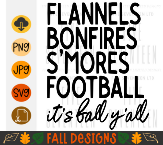 Fall & Winter Design Collection | Fall Design Collection | Flannels, Bonfires, S'mores, Football | #ItsFallYall