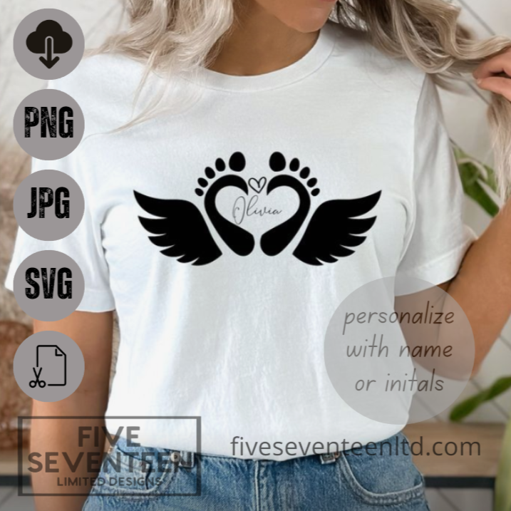 Memoriam Design Collection | Customizable |  Baby Memoriam | Newborn Footprints with wings