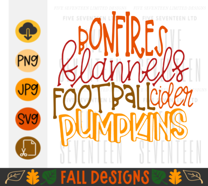 Fall & Winter Design Collection | Fall Design Collection | Bonfires, Flannels, Football, Cider, Pumpkins