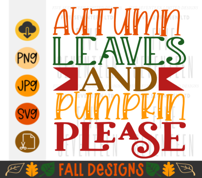 Fall & Winter Design Collection | Fall Design Collection | Autumn Leaves and Pumpkin Please