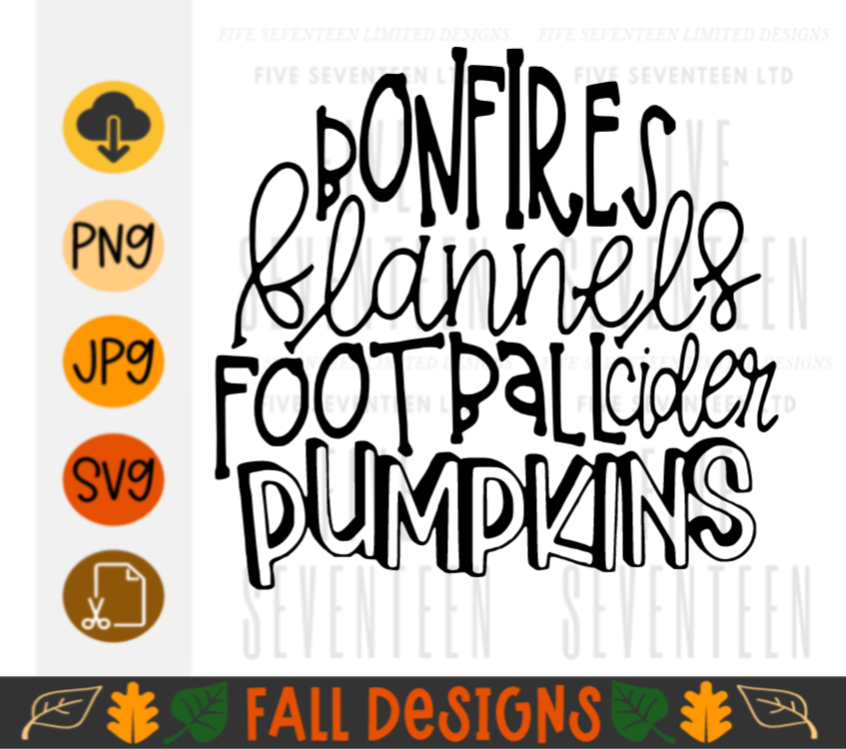 Fall & Winter Design Collection | Fall Design Collection | Bonfires, Flannels, Football, Cider, Pumpkins